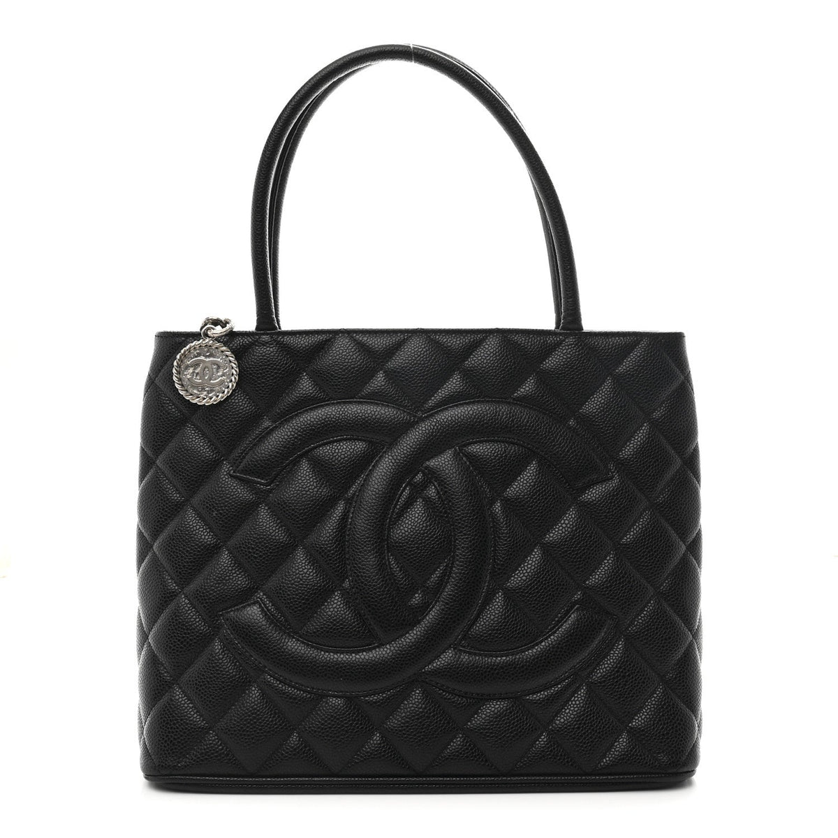Quilted Caviar Tote Bag - Black