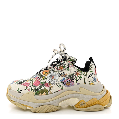 Balenciaga Fabric Women's Flora Triple S Sneakers Multicolor White