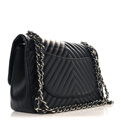 Quilted Lambskin Flap Shoulder Bag - Black