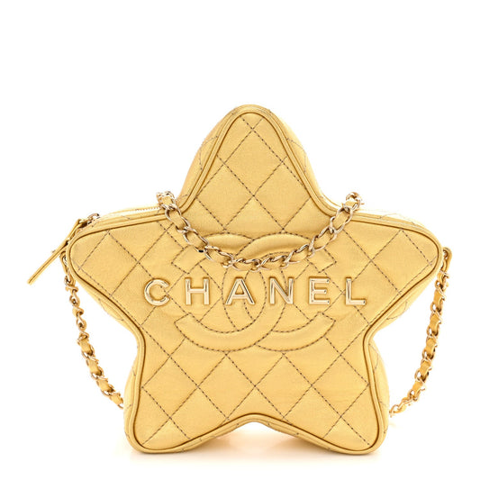 Quilted Lambskin Handbag - Gold