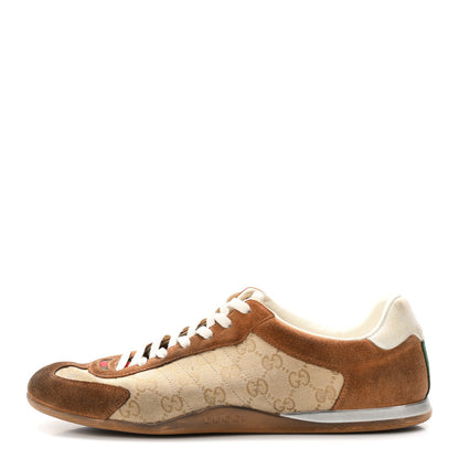 Gucci Monogram Canvas Suede Men's Shift Sneakers 10.5 Beige Brown