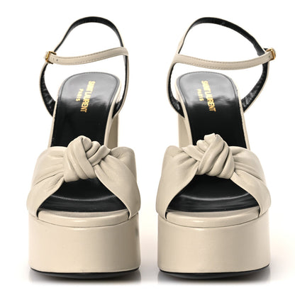 Saint Laurent Leather Women's Vendome Bianca 85 Platform Sandals 41 Pearl