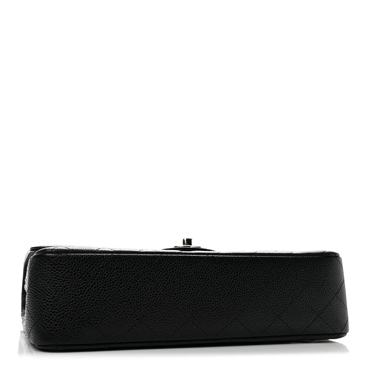 Medium Quilted Caviar Flap Shoulder Bag - Black