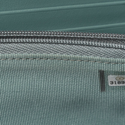 Quilted Caviar Wallet Bag - Light Blue