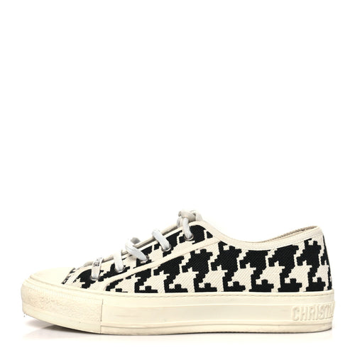 Canvas Macro Houndstooth Embroidered Walk'N' Low Top Sneakers White Bl