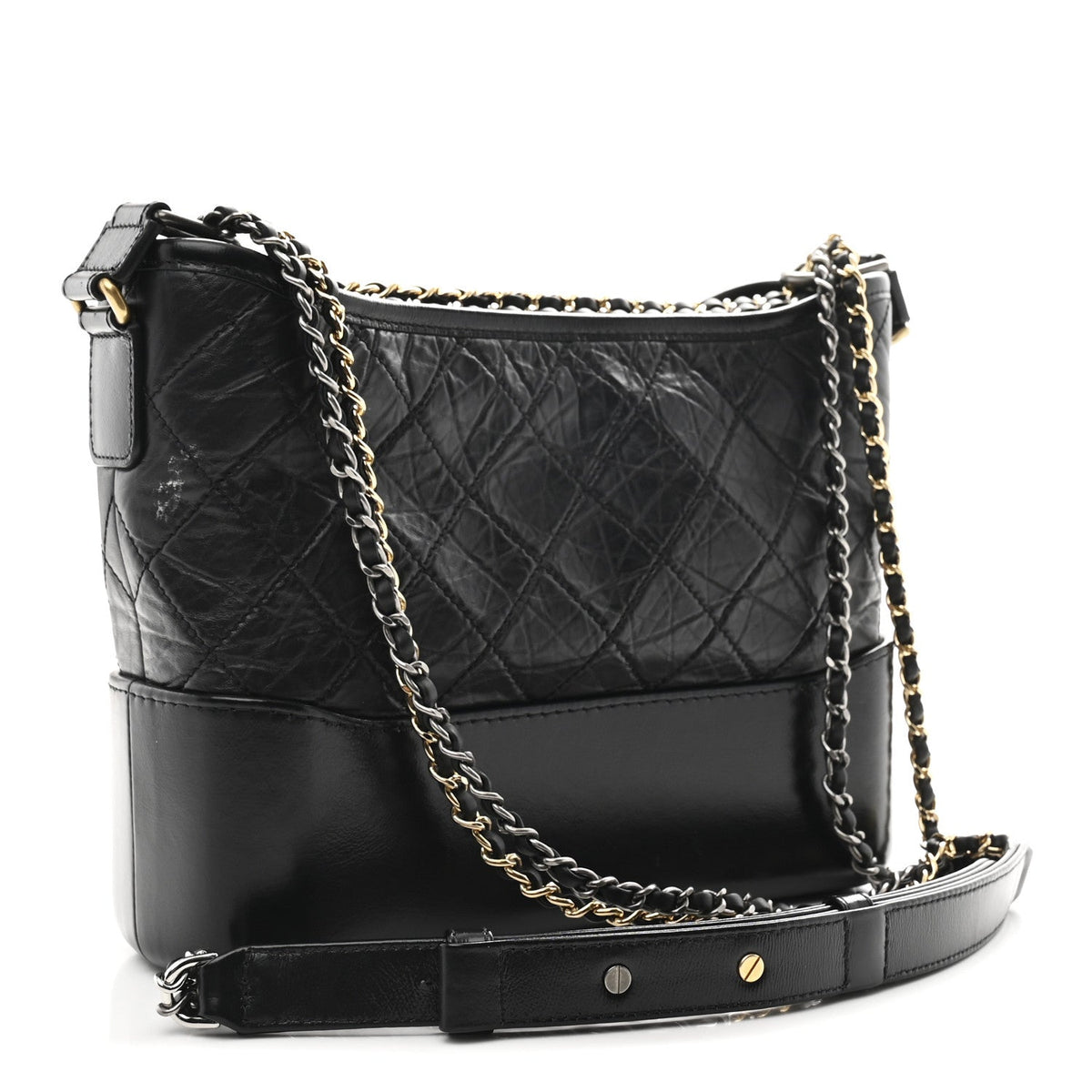 Medium Quilted Calfskin Hobo Bag - Black