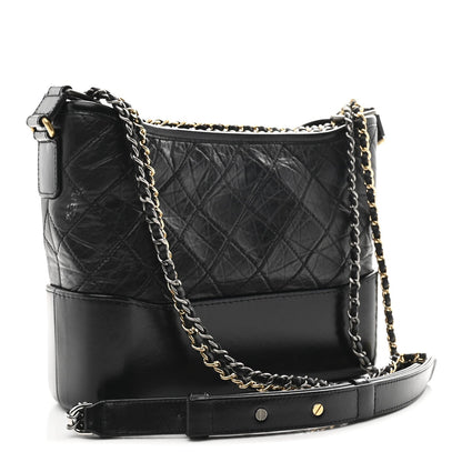 Medium Quilted Calfskin Hobo Bag - Black