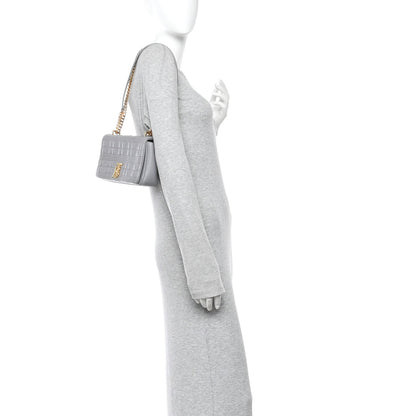 Small Quilted Lambskin Handbag - Grey