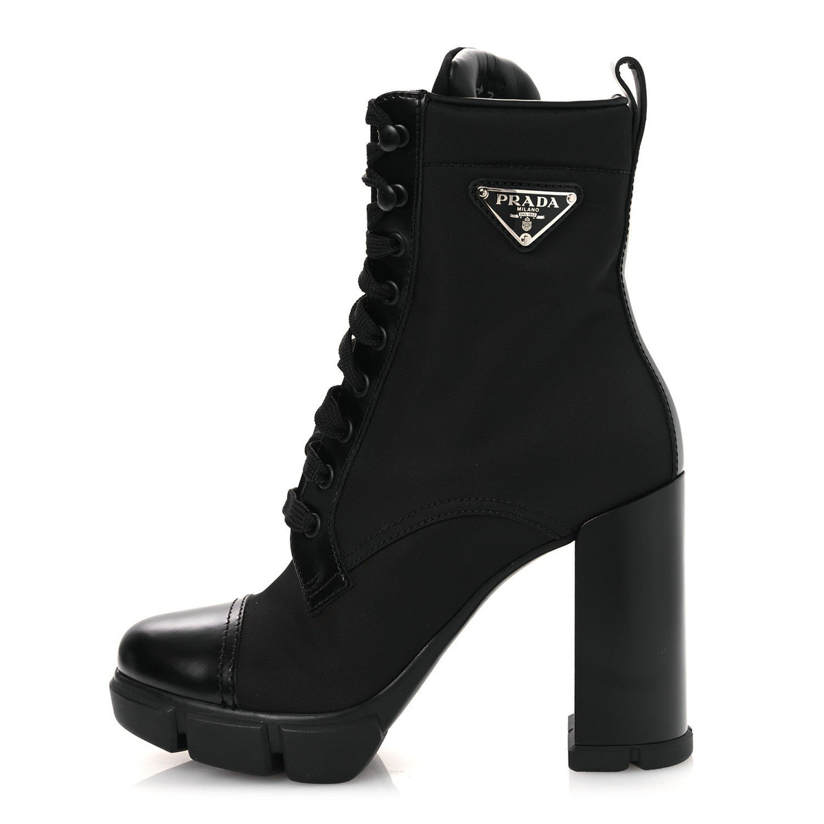 Spazzolato Re-Nylon Metal Triangle Logo 110Mm Ankle Boots Black