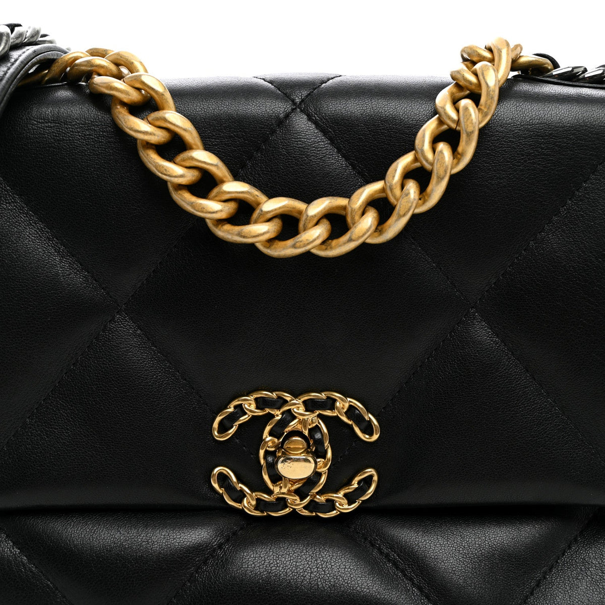 Medium Quilted Lambskin Flap Shoulder Bag - Black