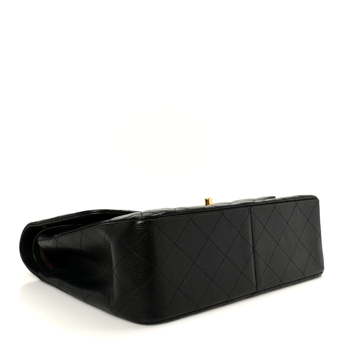 Quilted Caviar Flap Shoulder Bag - Black