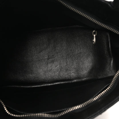 Quilted Caviar Tote Bag - Black