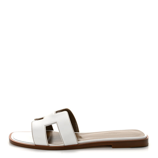 Box Calfskin Oran Sandals White