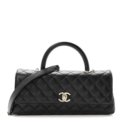 Maxi Quilted Caviar Flap Shoulder Bag - Black