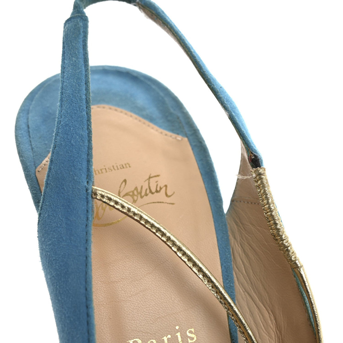 Christian Louboutin Veau Velours Spritney 100 Women's Peep Toe Pumps Blue