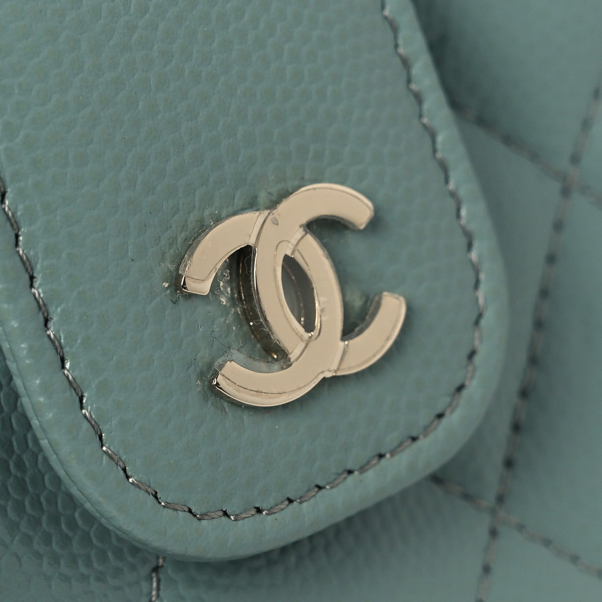 Quilted Caviar Wallet Bag - Light Blue