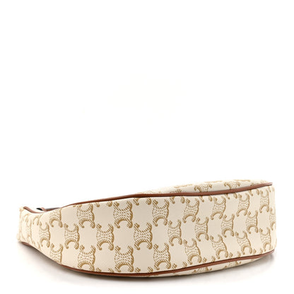 Calfskin Canvas Shoulder Bag - White