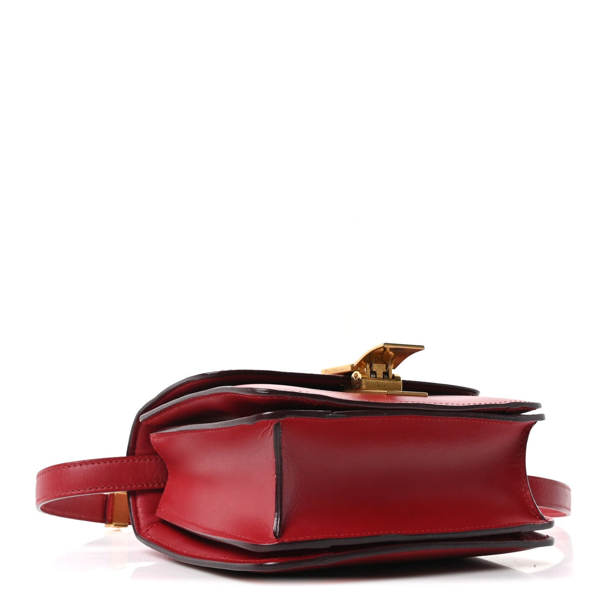 Small Calfskin Flap Shoulder Bag - Red