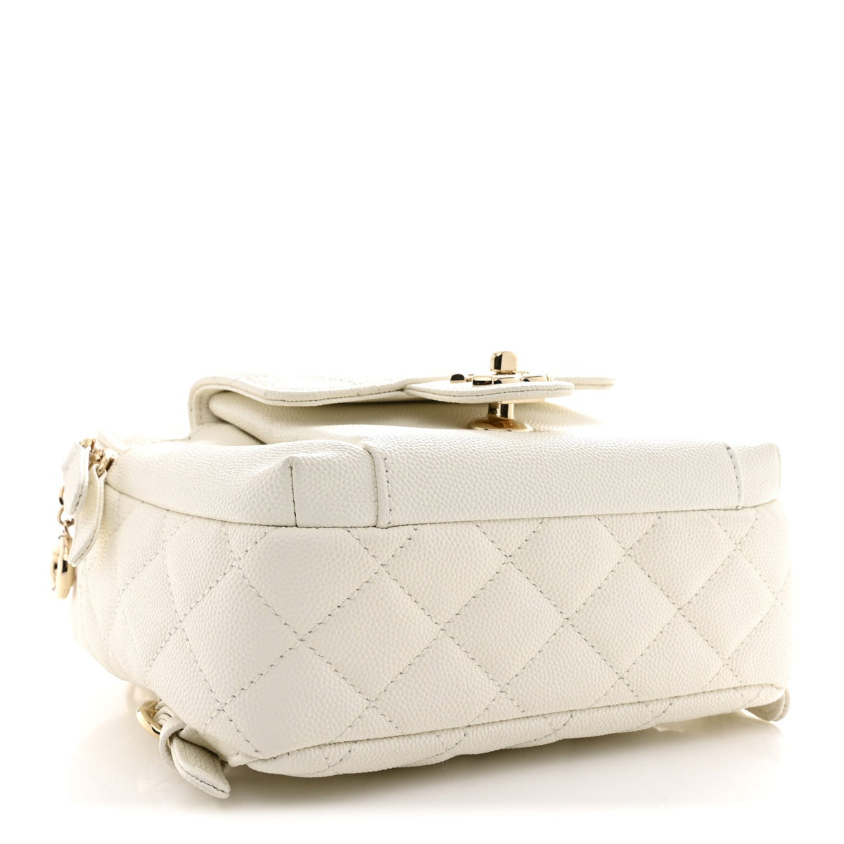 Small Quilted Caviar Backpack - White