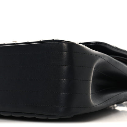 Quilted Lambskin Flap Shoulder Bag - Black