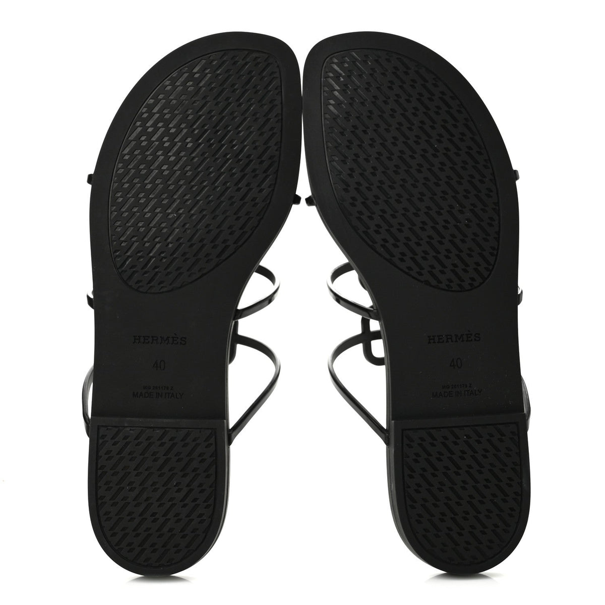 Hermes Rubber Women's Mykonos Sandals 40 Black