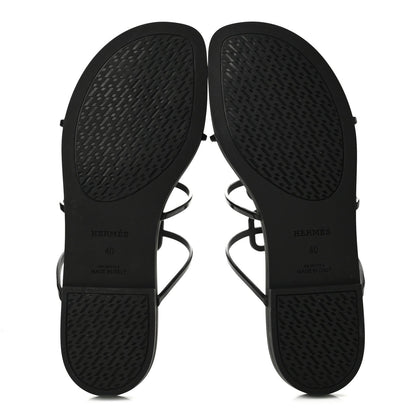 Hermes Rubber Women's Mykonos Sandals 40 Black