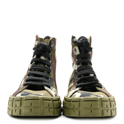 Prada Denim Women's Triangle Logo Camo Sneakers 35 Militare