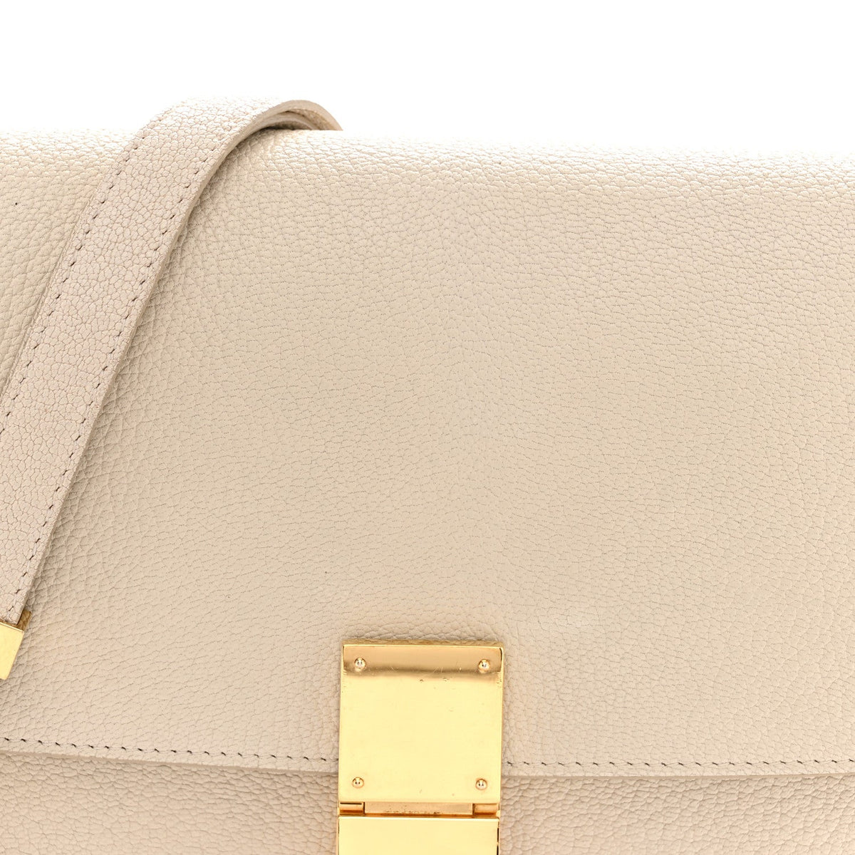 Medium Goatskin Flap Shoulder Bag - White