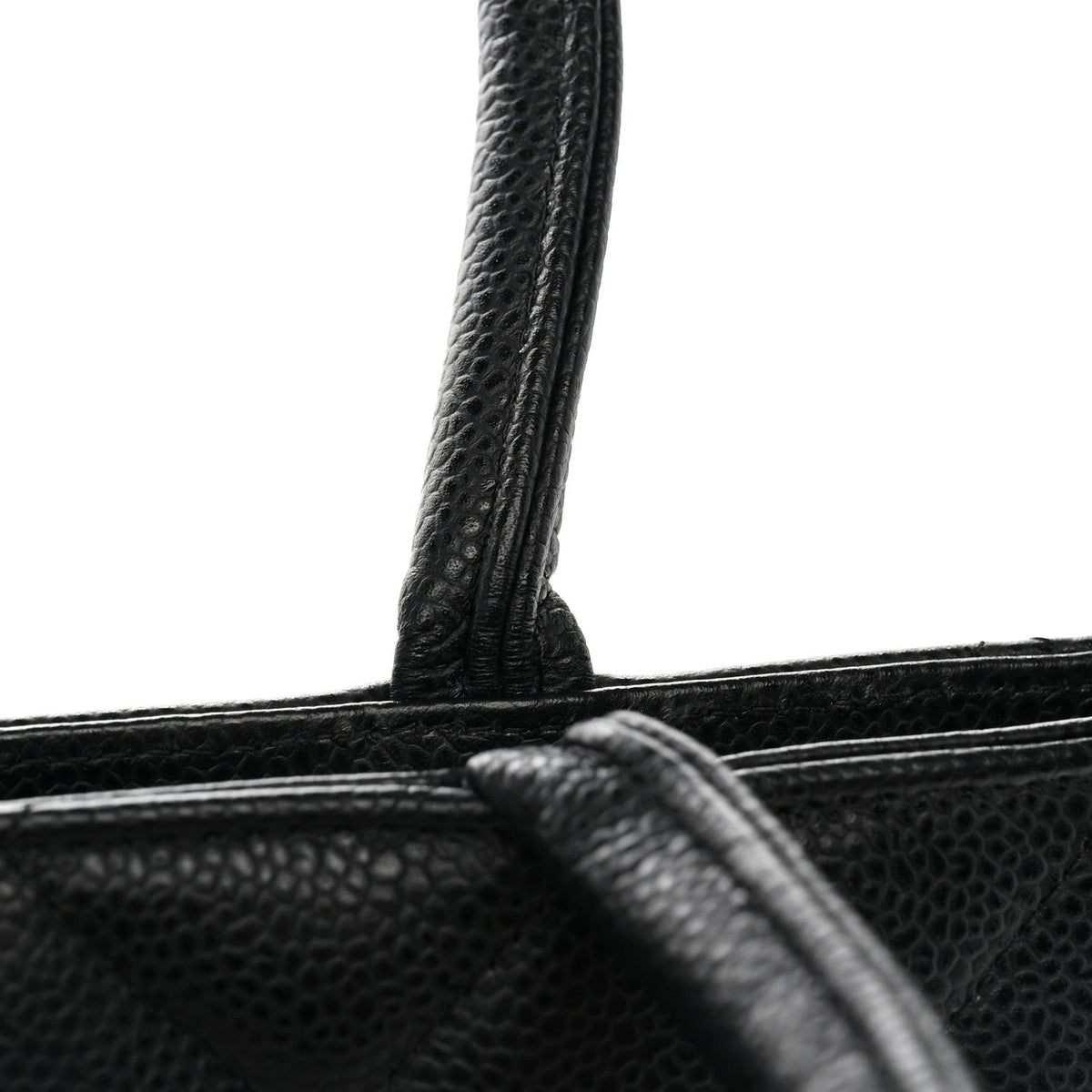 Quilted Caviar Tote Bag - Black