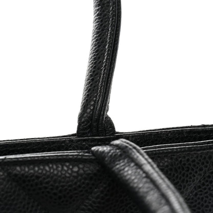 Quilted Caviar Tote Bag - Black