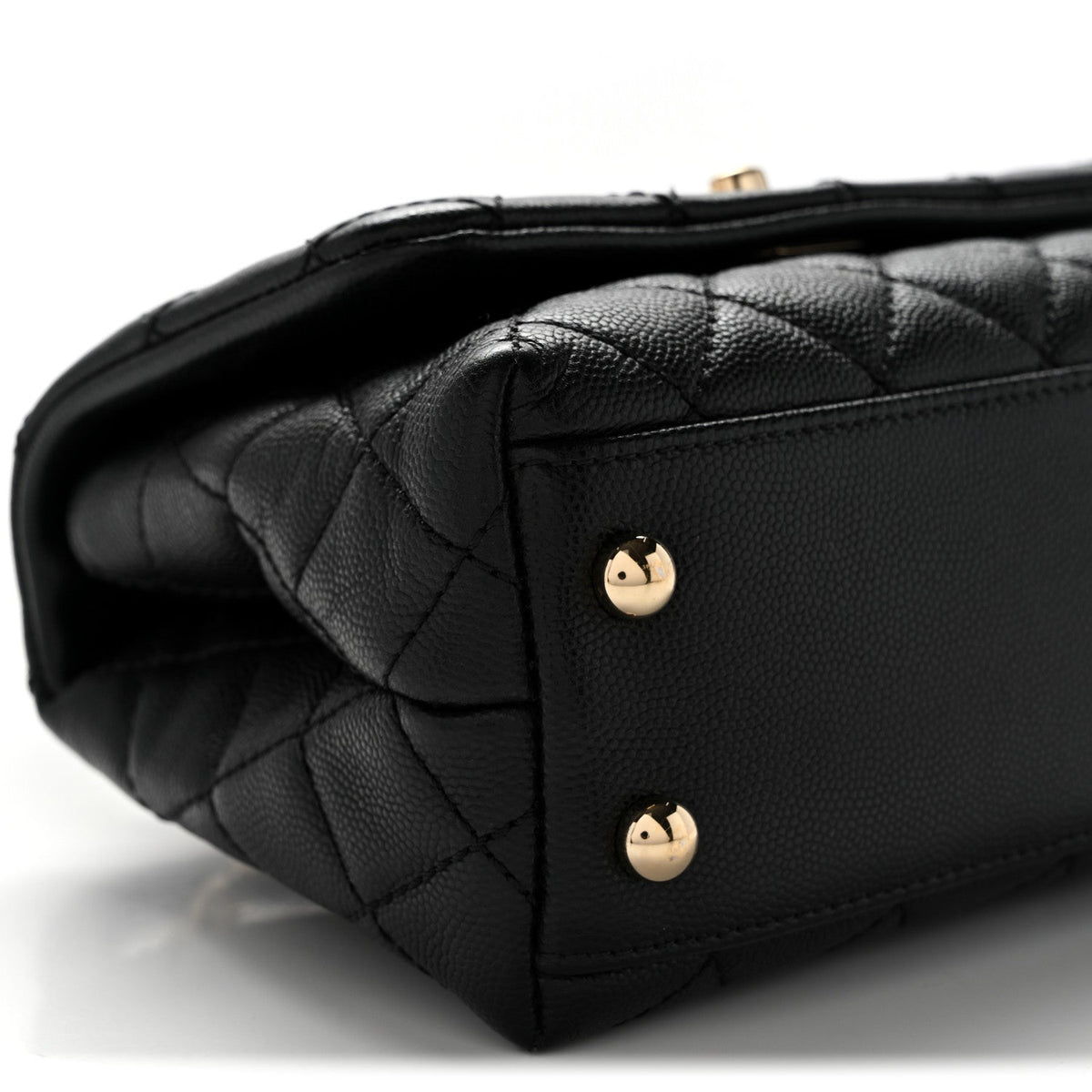 Mini Quilted Caviar Flap Shoulder Bag - Black