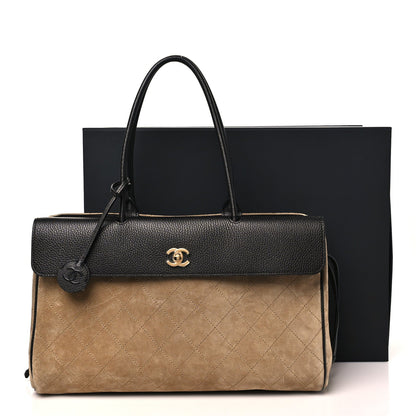 Calfskin Suede Handbag - Beige