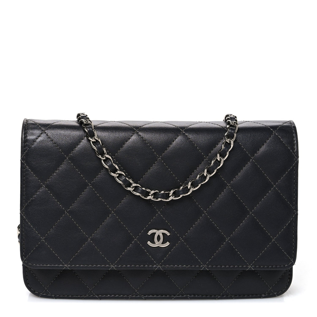 Quilted Lambskin Wallet Bag - Black
