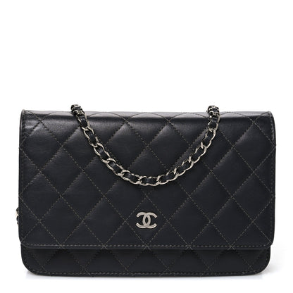 Quilted Lambskin Wallet Bag - Black