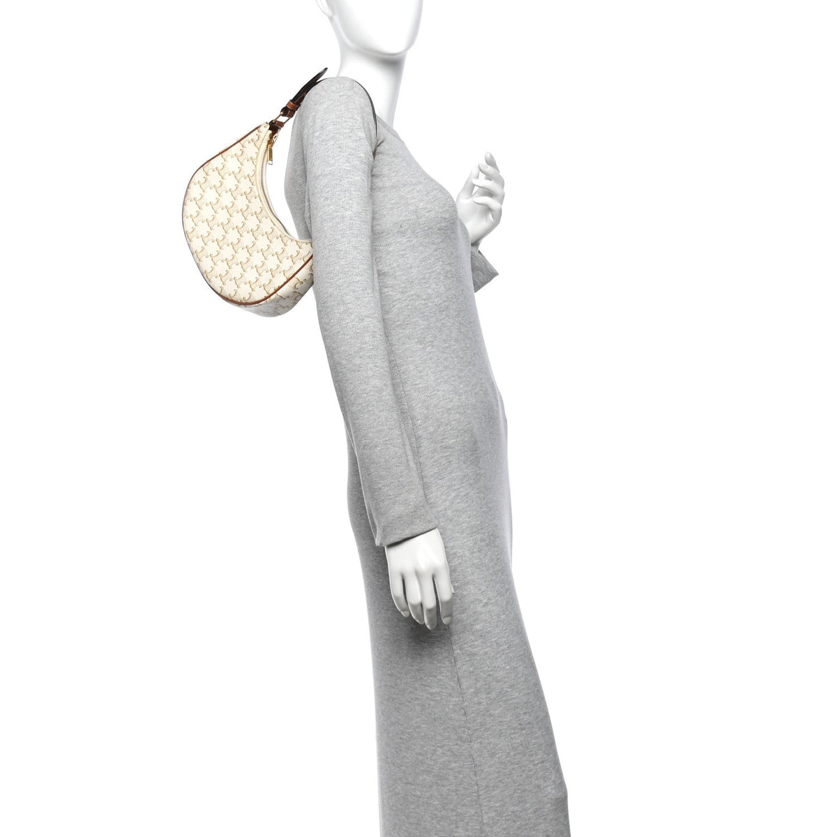 Calfskin Canvas Shoulder Bag - White