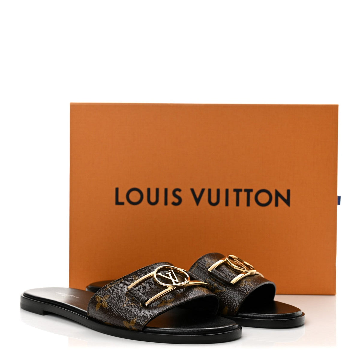 Louis Vuitton Patent Monogram Women's Lock It Flat Mules 39