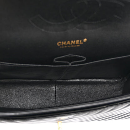 Quilted Lambskin Flap Shoulder Bag - Black