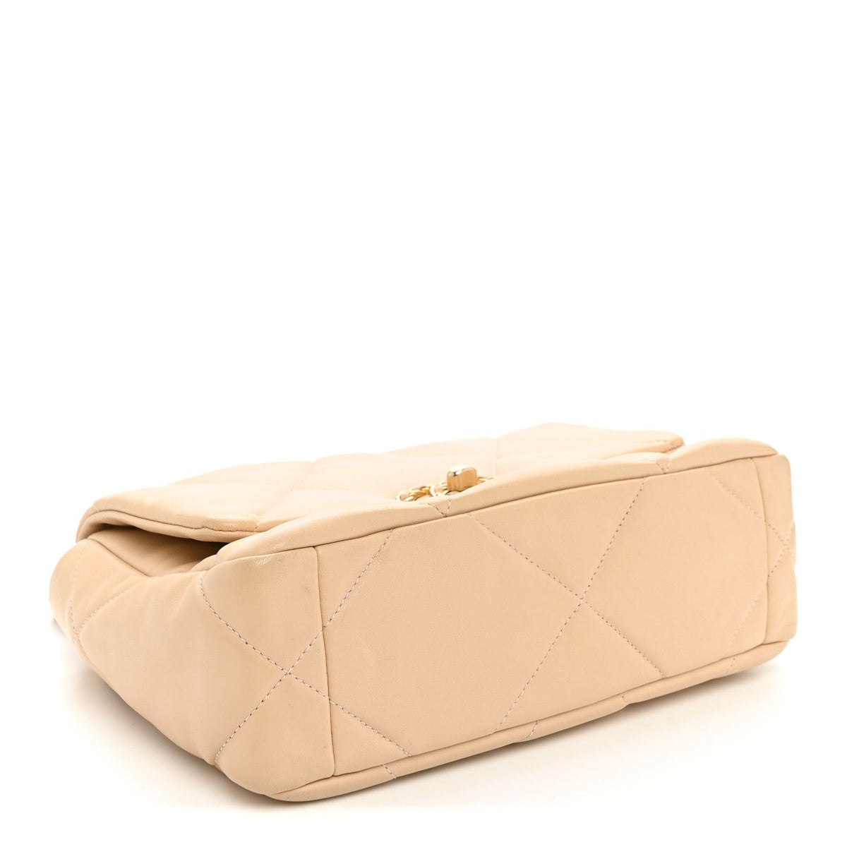 Medium Quilted Lambskin Flap Shoulder Bag - Beige