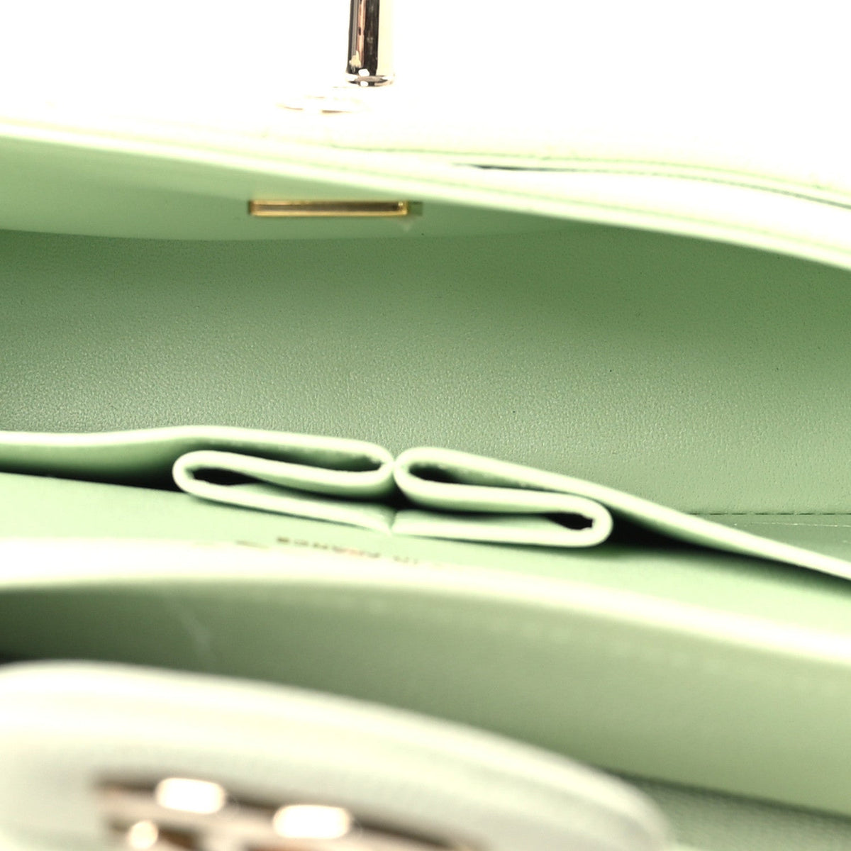 Small Quilted Caviar Flap Shoulder Bag - Light Green