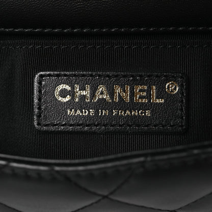 Small Quilted Lambskin Flap Shoulder Bag - Black