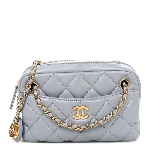 Mini Quilted Lambskin Handbag - Grey
