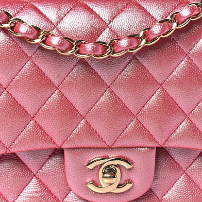 Medium Quilted Caviar Flap Shoulder Bag - Pink