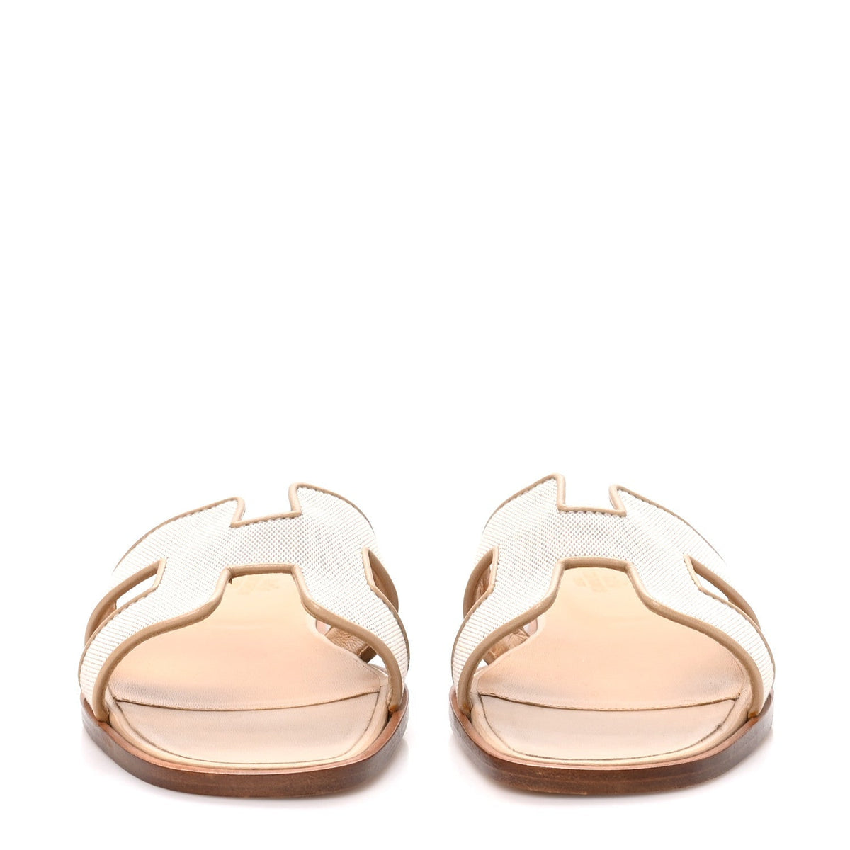 Hermes Linen Canvas Women's Oran Sandals 38 Beige