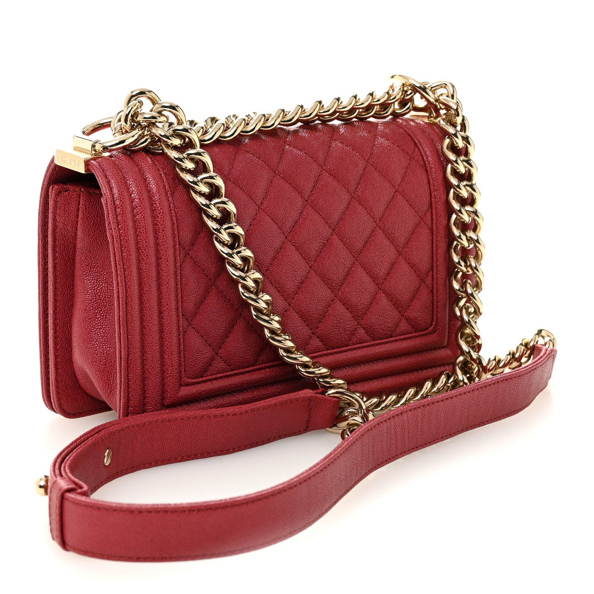 Small Quilted Caviar Flap Shoulder Bag - Pink