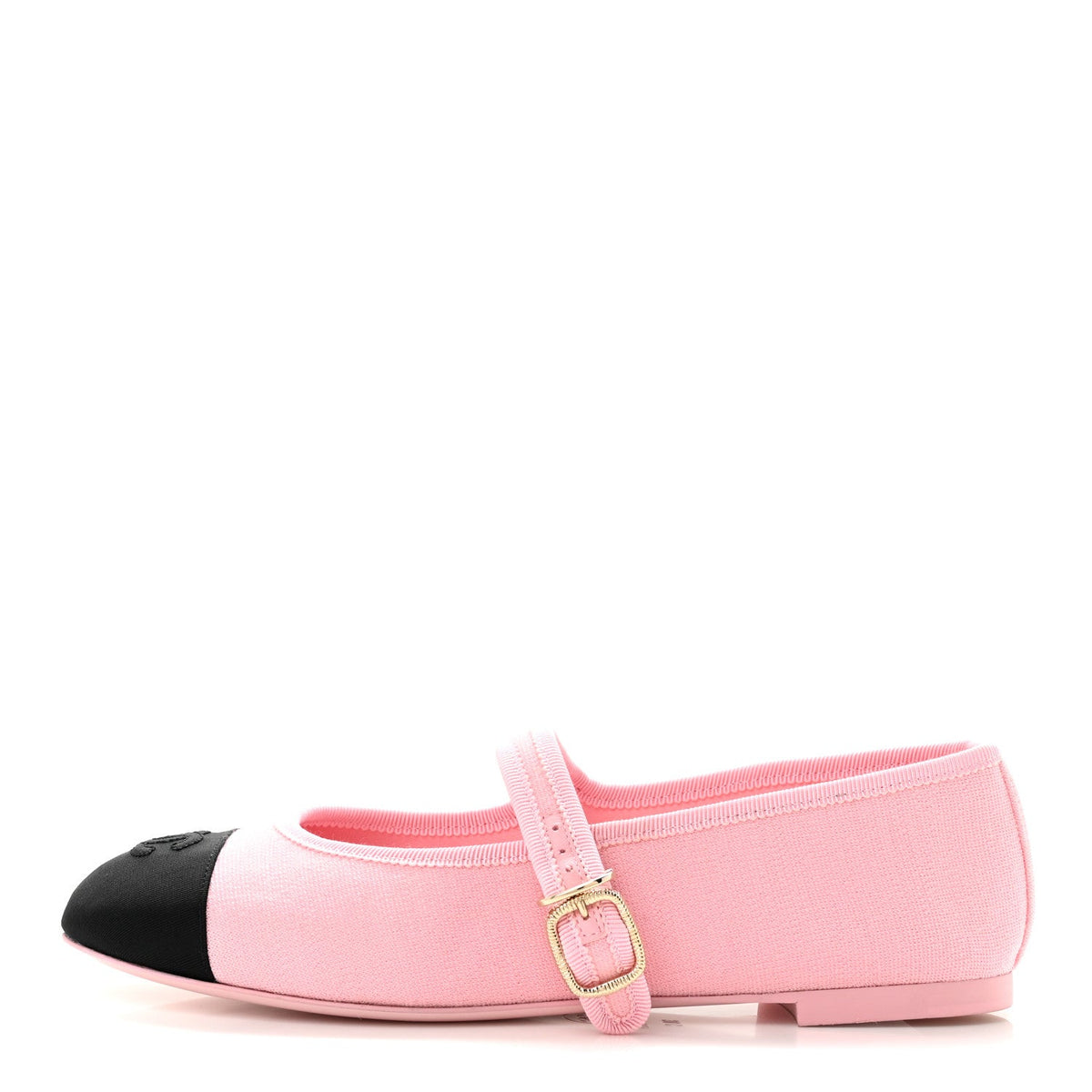Fabric Grosgrain Mary Jane Flats Light Pink Black