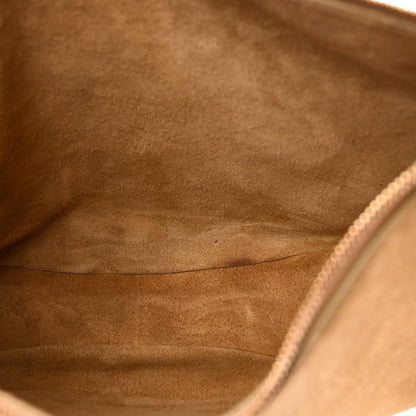 Large Calfskin Suede Shoulder Bag - Beige