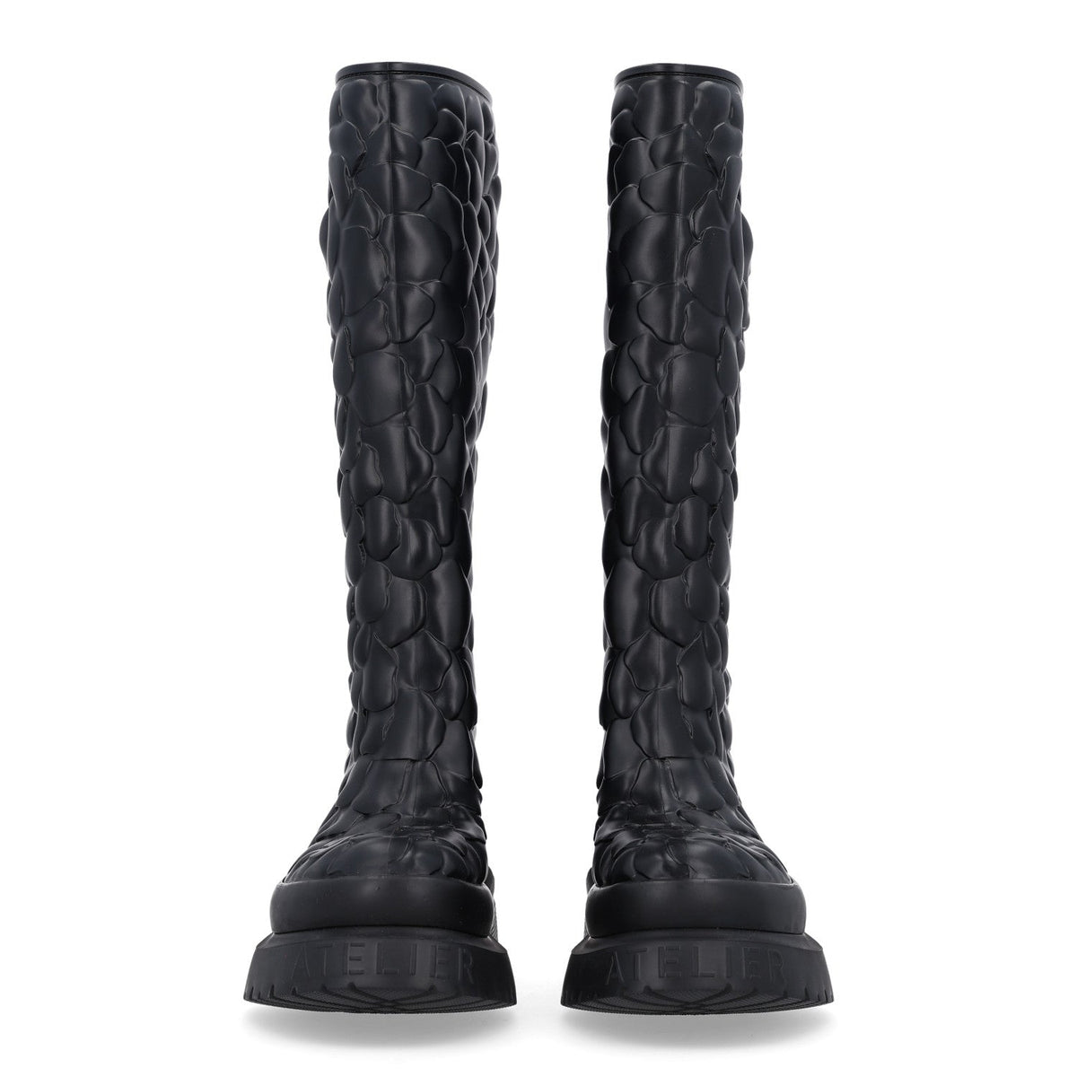 Valentino Garavani Rubber Women's Atelier 03 Rose Tall Rainboots 35 Black