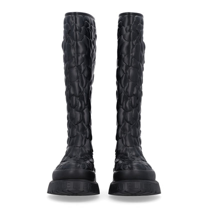Valentino Garavani Rubber Women's Atelier 03 Rose Tall Rainboots 35 Black