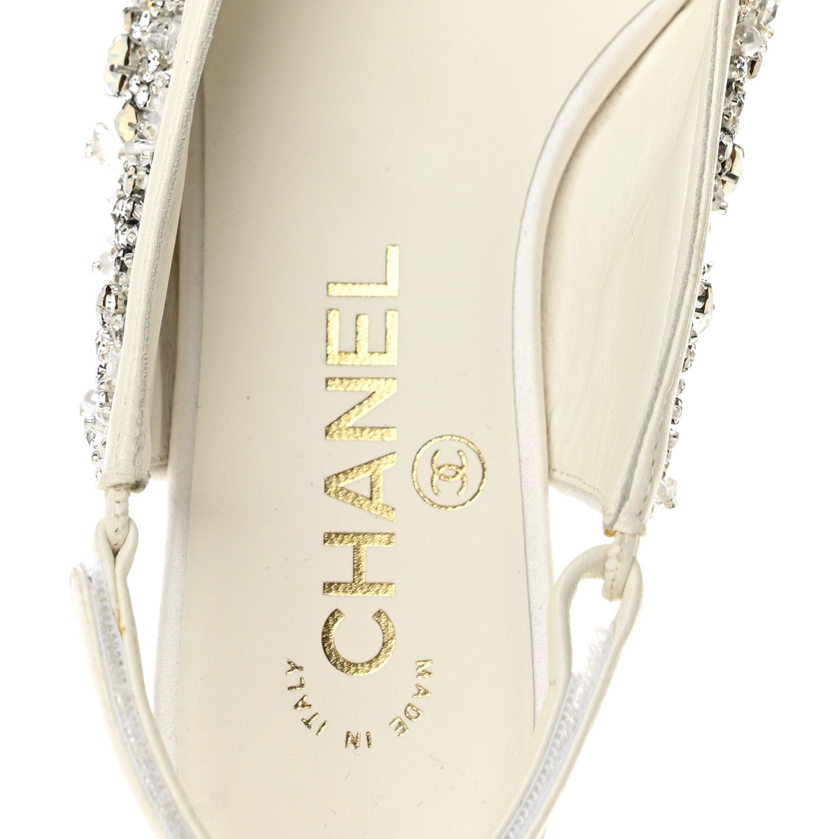 Chanel Satin Crystal Grosgrain Bow CC Slingback Women's Flats