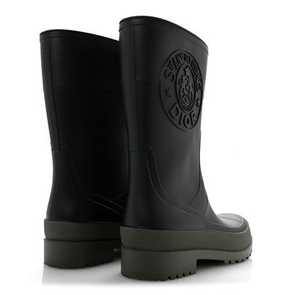 Dior Rubber Women's Diorunion Rain Boots 38 Black Military